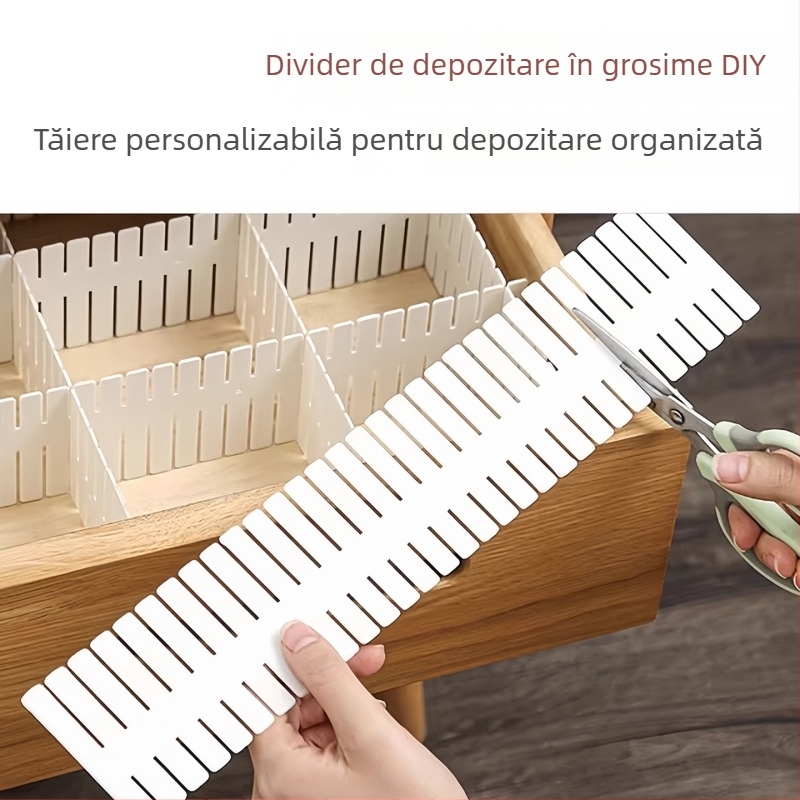 Divizor pentru sertar - Organizator din plastic, stil simplu modern, 1 nivel, montaj pe birou, pentru lenjerie și șosete