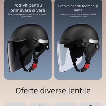 Șlem pentru motocicletă electrică cu protecție solară, unisex adulți, design retro de vară, universal pentru toate anotimpurile, ABS, certificat 3C, pentru biciclete electrice