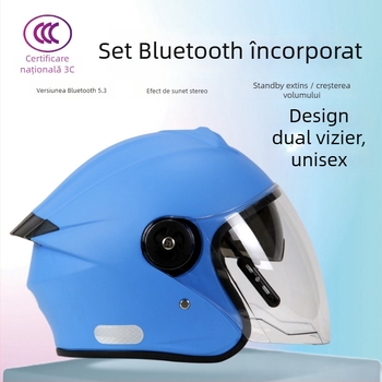 Cască 3/4 pentru vehicule electrice, cu Bluetooth încorporat, unisex, ABS, pentru toate sezoanele
