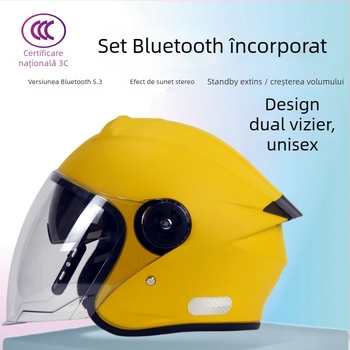 Cască 3/4 pentru vehicule electrice, cu Bluetooth încorporat, unisex, ABS, pentru toate sezoanele