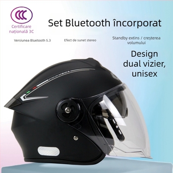 Cască 3/4 pentru vehicule electrice, cu Bluetooth încorporat, unisex, ABS, pentru toate sezoanele