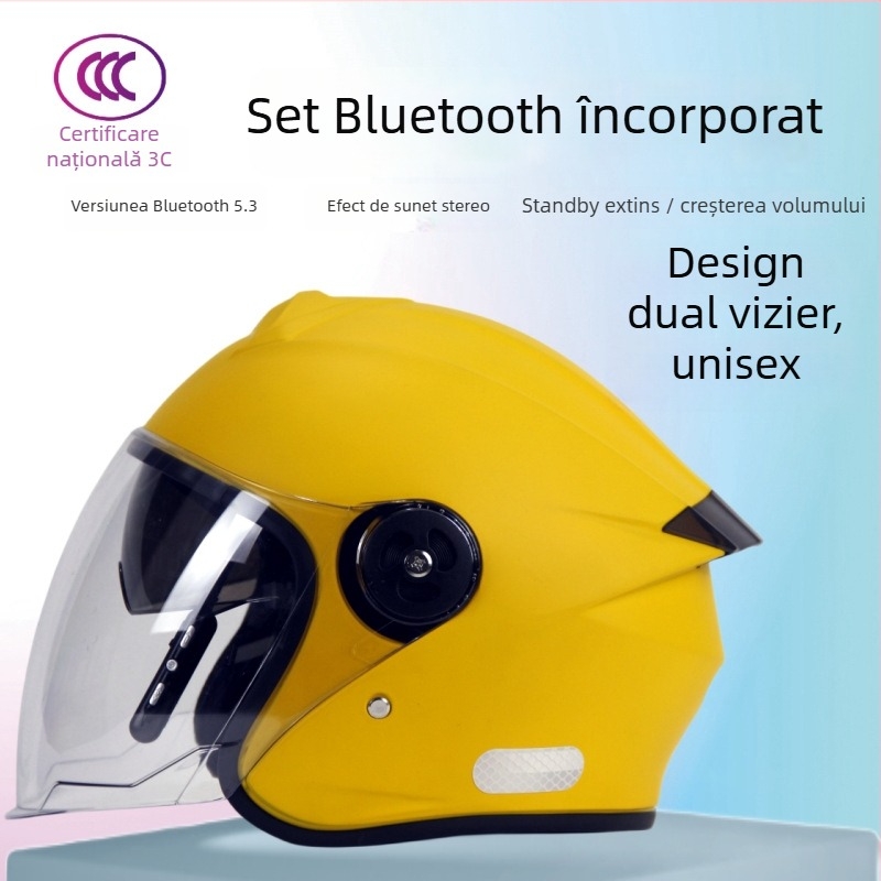Cască 3/4 pentru vehicule electrice, cu Bluetooth încorporat, unisex, ABS, pentru toate sezoanele