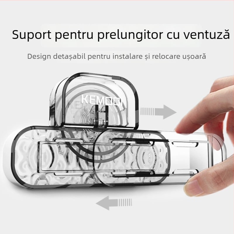 Organizator cu ventuză – montare fără găuri, rezistent la umiditate, capacitate de încărcare, plastic, stil modern minimalist