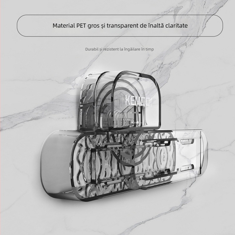 Organizator cu ventuză – montare fără găuri, rezistent la umiditate, capacitate de încărcare, plastic, stil modern minimalist