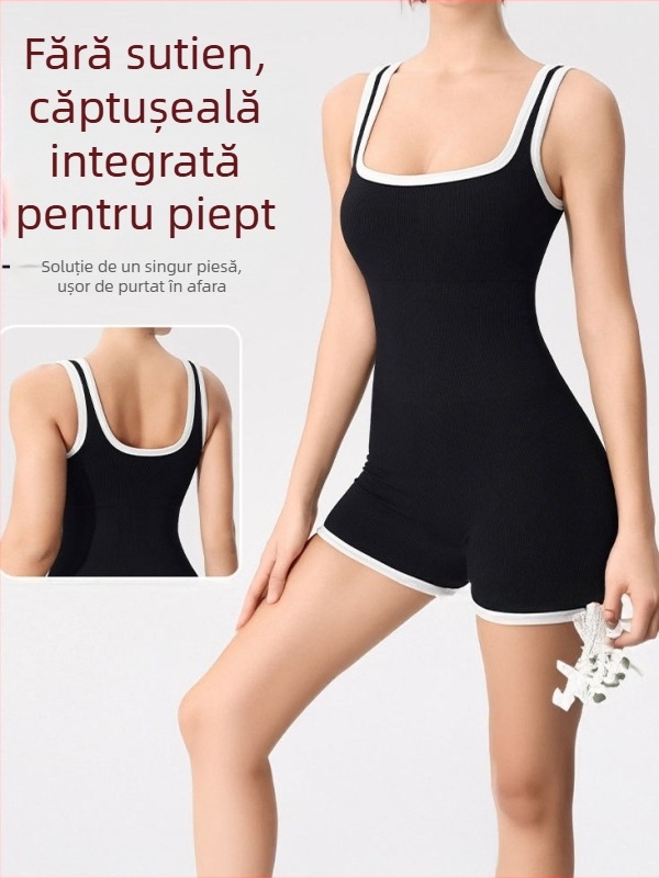 Costum de yoga pentru femei, într-o singură piesă, cu padding pentru bust, Material evacuează umezeala, compoziție 90% nylon, 10% spandex, pentru aero-yoga