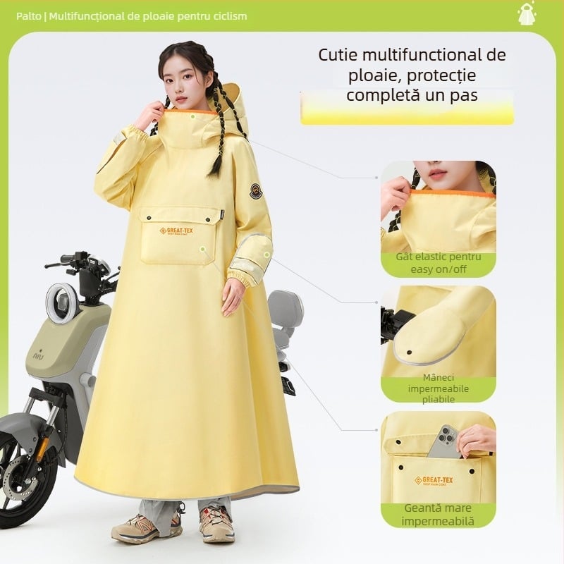 Pelerină de ploaie pentru scuter electric și motocicletă, țesătură Oxford, grosime a țesăturii 18, strat impermeabil PVC, pentru 1 adult