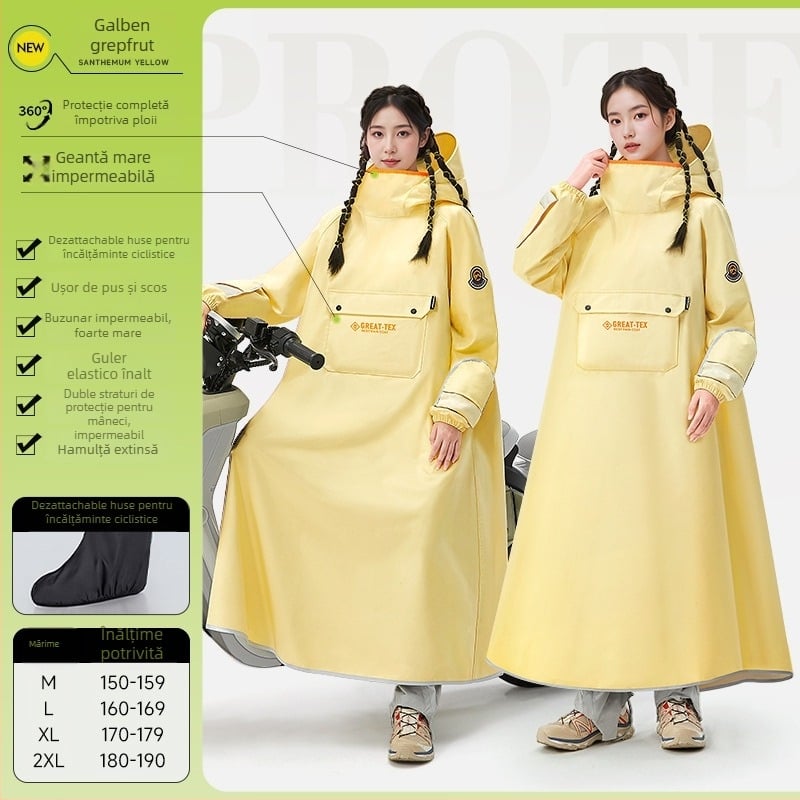 Pelerină de ploaie pentru scuter electric și motocicletă, țesătură Oxford, grosime a țesăturii 18, strat impermeabil PVC, pentru 1 adult