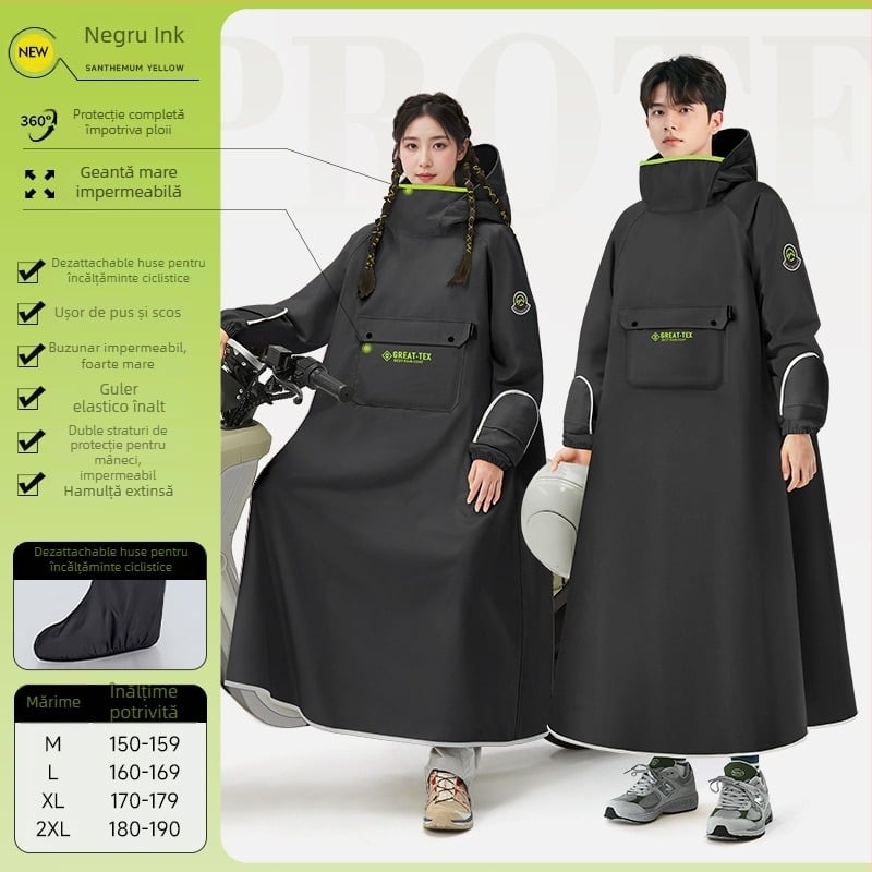 Pelerină de ploaie pentru scuter electric și motocicletă, țesătură Oxford, grosime a țesăturii 18, strat impermeabil PVC, pentru 1 adult