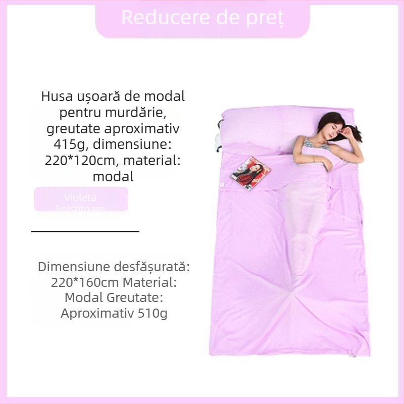 Explorer liner pentru sac de dormit din modal, stil plic, pentru adulți, 410 g