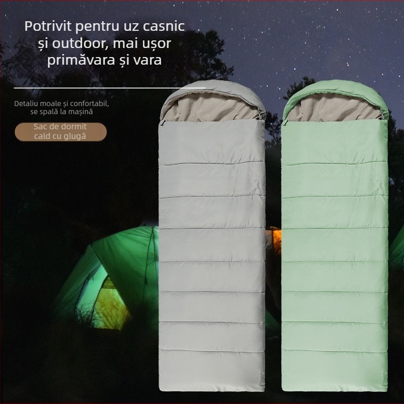 Sac de dormit pentru camping în aer liber, în stil plic, pentru patru anotimpuri; umplutură din bumbac fără adeziv; căptușeală și țesătură: Chunya Spinning; structură: plic; potrivit pentru adulți