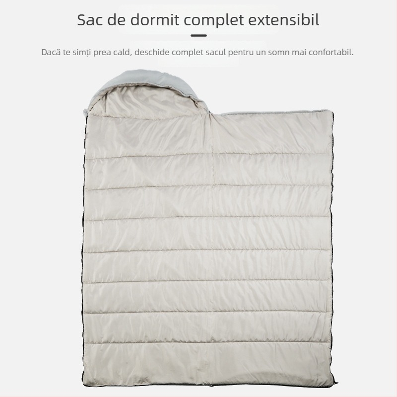 Sac de dormit pentru camping în aer liber, în stil plic, pentru patru anotimpuri; umplutură din bumbac fără adeziv; căptușeală și țesătură: Chunya Spinning; structură: plic; potrivit pentru adulți