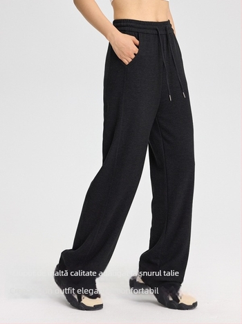 Pantaloni femei din fibră de celuloză regenerată, țesătură Derong, grosime mare, periat, croială dreaptă, casual iarnă 2024.