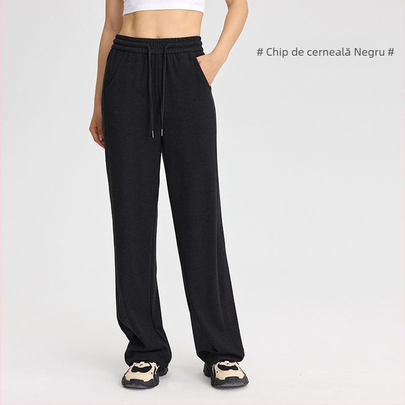 Pantaloni femei din fibră de celuloză regenerată, țesătură Derong, grosime mare, periat, croială dreaptă, casual iarnă 2024.