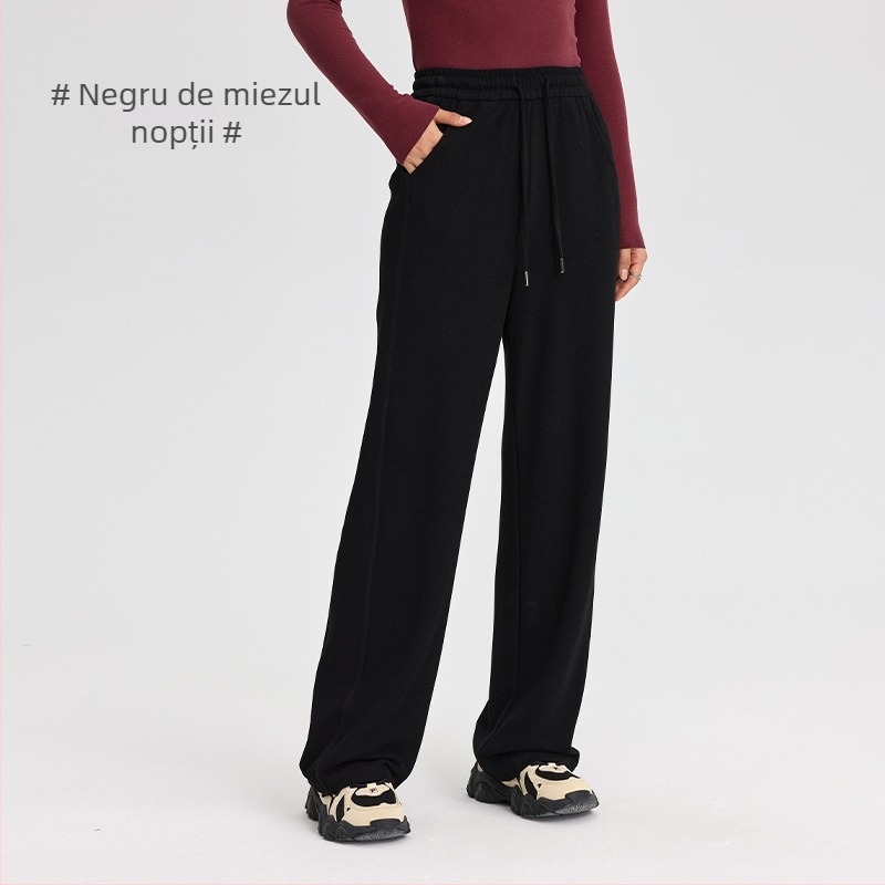 Pantaloni femei din fibră de celuloză regenerată, țesătură Derong, grosime mare, periat, croială dreaptă, casual iarnă 2024.