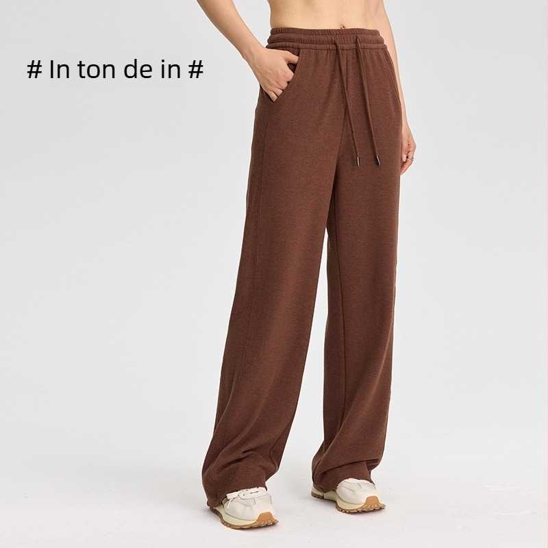 Pantaloni femei din fibră de celuloză regenerată, țesătură Derong, grosime mare, periat, croială dreaptă, casual iarnă 2024.
