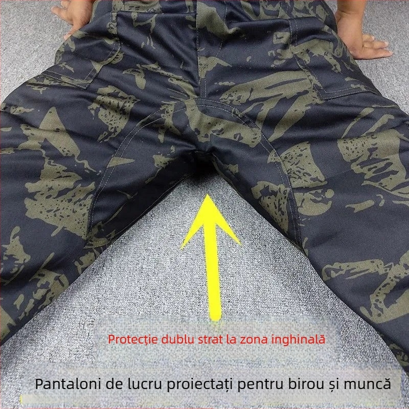 Pantaloni camuflaj drept, material: amestec de fibre chimice, funcție anti-murdărire, model camuflaj, potriviți pentru toate anotimpurile, cod produs Jd001