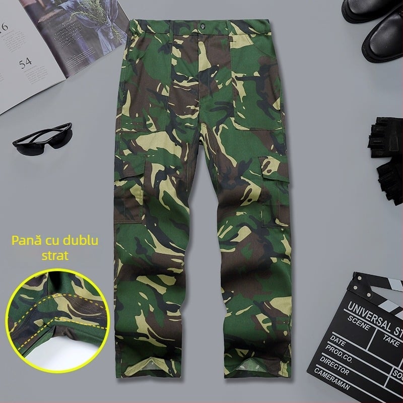 Pantaloni camuflaj drept, material: amestec de fibre chimice, funcție anti-murdărire, model camuflaj, potriviți pentru toate anotimpurile, cod produs Jd001