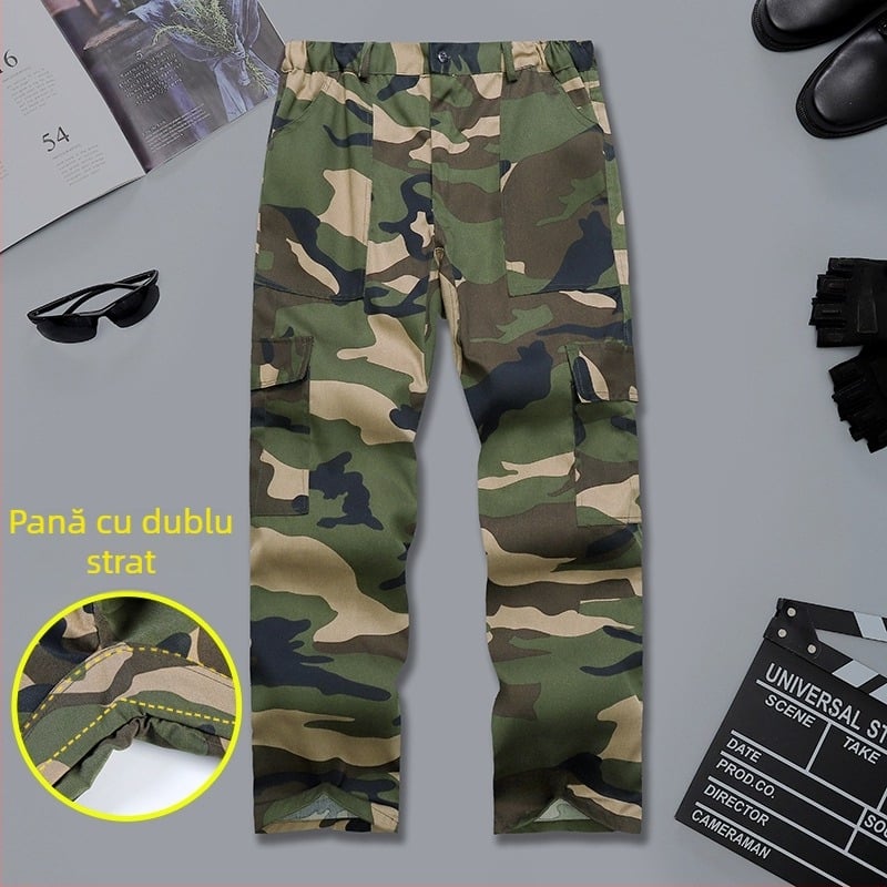 Pantaloni camuflaj drept, material: amestec de fibre chimice, funcție anti-murdărire, model camuflaj, potriviți pentru toate anotimpurile, cod produs Jd001