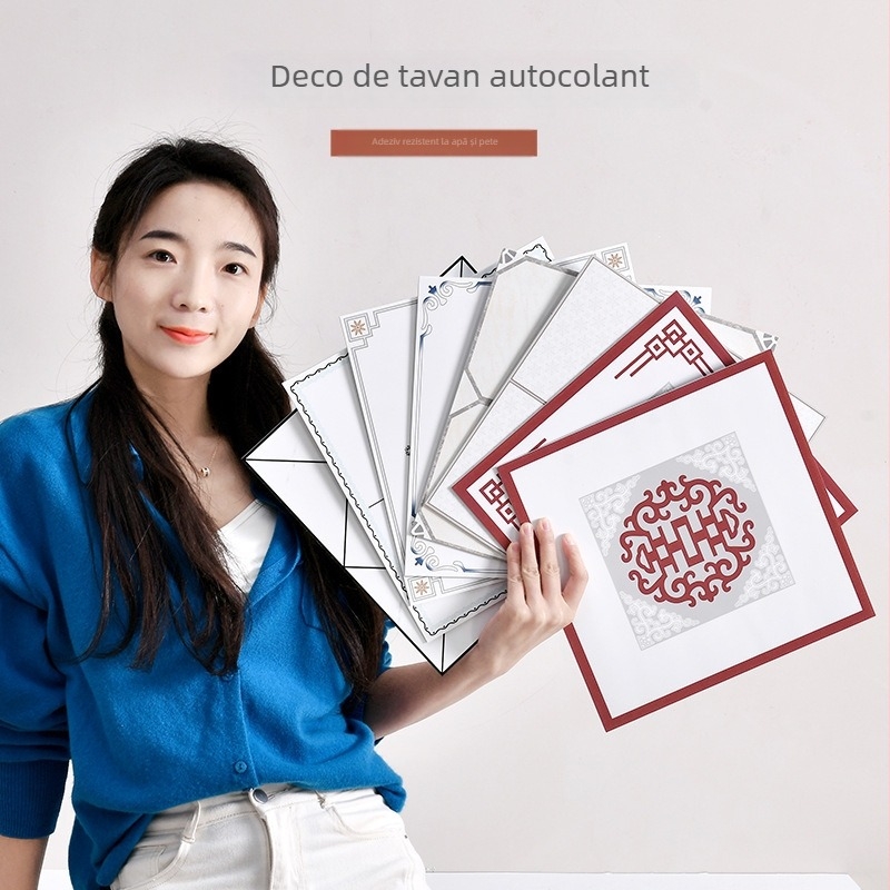 Autocolant decorativ pentru tavan, spumă XPE, anti-murdărire, model cu dungi, impermeabil, set 5+ bucăți