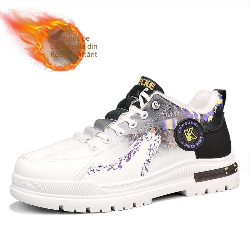 Adidași casual slip-on pentru bărbați, partea superioară din piele, talpă PVC, branț textil, căptușeală din plasă, vârf rotund