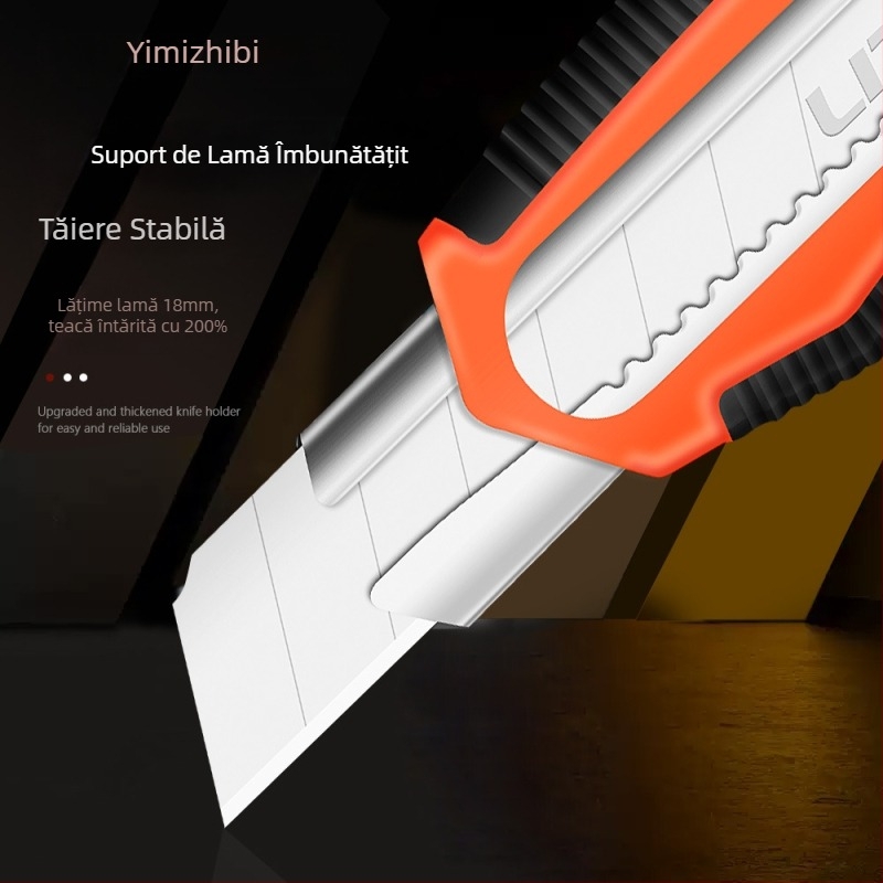 Cuțit mare de despachetare pentru colete, mâner ABS, anti-alunecare, lamă 0,5 × 20 × 100 mm, greutate 95 g, model LIT.181730