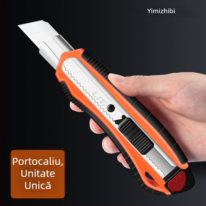 Cuțit mare de despachetare pentru colete, mâner ABS, anti-alunecare, lamă 0,5 × 20 × 100 mm, greutate 95 g, model LIT.181730