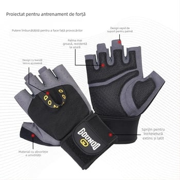 Gounod Mănuși half-finger pentru haltere – protecția palmei, rezistente la uzură, din poliester, pentru fitness