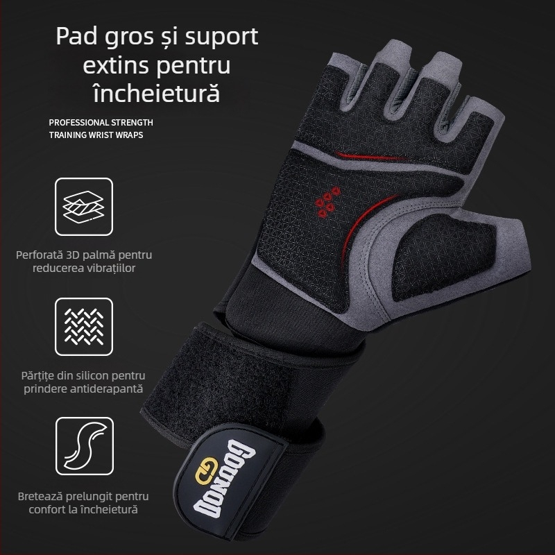Gounod Mănuși half-finger pentru haltere – protecția palmei, rezistente la uzură, din poliester, pentru fitness