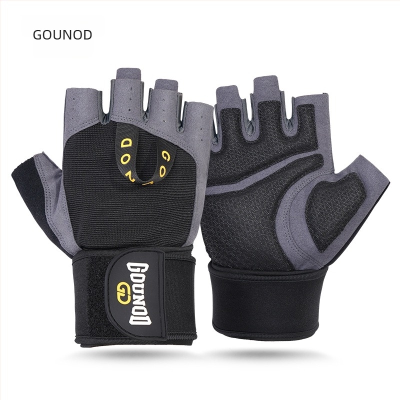 Gounod Mănuși half-finger pentru haltere – protecția palmei, rezistente la uzură, din poliester, pentru fitness