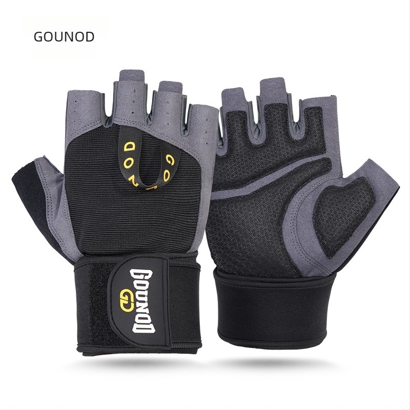 Gounod Mănuși half-finger pentru haltere – protecția palmei, rezistente la uzură, din poliester, pentru fitness