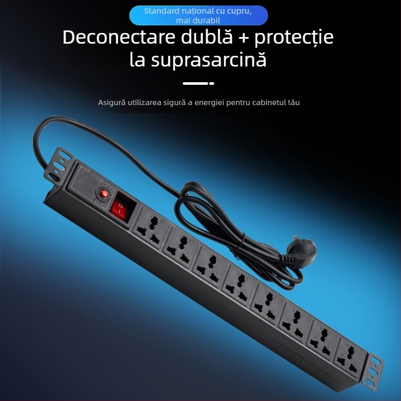 Priză de cablu pentru dulap PDU, 10A, 2500W, carcasă din PC ignifugă, pentru dulap centru de calcul