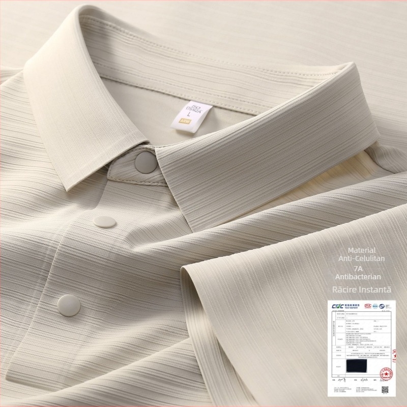 Polo pentru bărbați, mânecă scurtă, croială slim, amestec din nylon, stil de vară casual