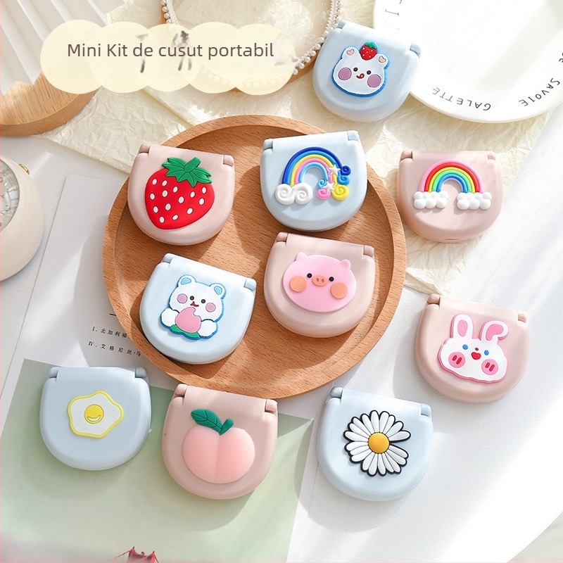 Cutie pentru ace - Set de cusut portabil drăguț, stil desen animat, 500 buc./cutie, cod produs C218, greutate ≈ 42,2 g, prelucrare la comandă