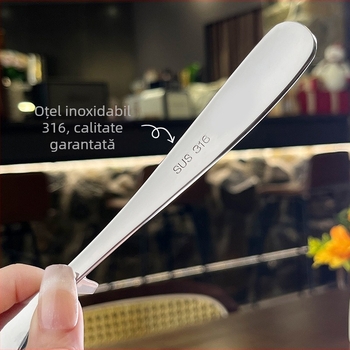 Lingură de inox 316 pentru copii, stil modern minimalist, Hong Junda, finisaj oglindă