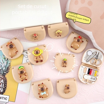 Cutie de cusut cu motif animal desenat, kit portabil de cusut, ușor 41 g / 54 g