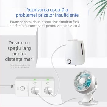 Pucai priză cu telecomandă wireless, 220V, 10A, 2500W, cu protecție la șocuri electrice