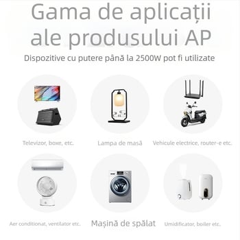 Pucai priză cu telecomandă wireless, 220V, 10A, 2500W, cu protecție la șocuri electrice