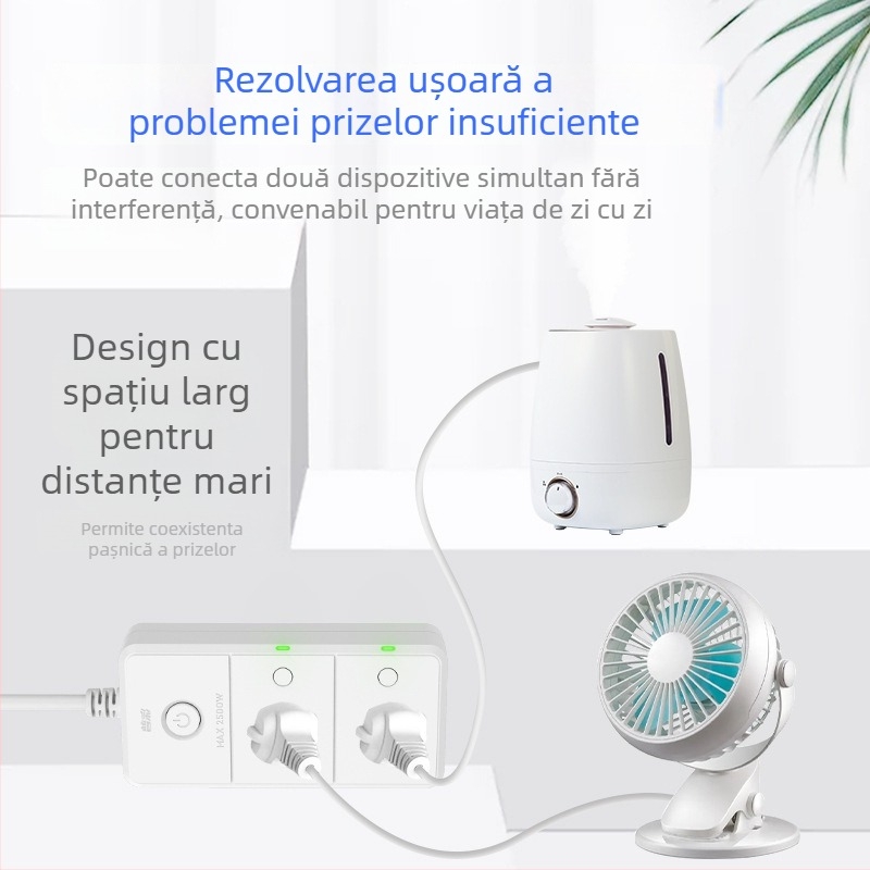 Pucai priză cu telecomandă wireless, 220V, 10A, 2500W, cu protecție la șocuri electrice