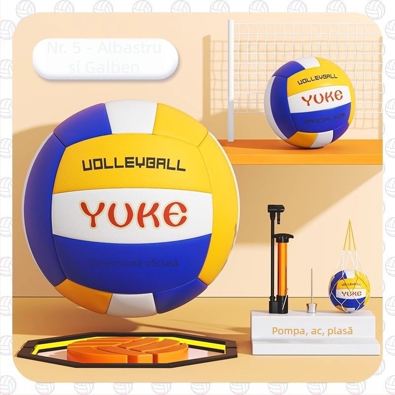 Minge de volei pentru interior, Yuke, PVC, cusută cu mașina, potrivită pentru antrenamente și competiții