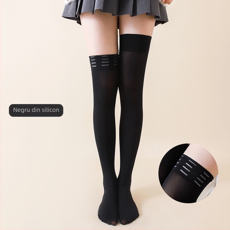 Șosete până la genunchi din catifea, cu protecție antiderapantă din silicon pentru genunchi, lungi peste genunchi, nylon 80D