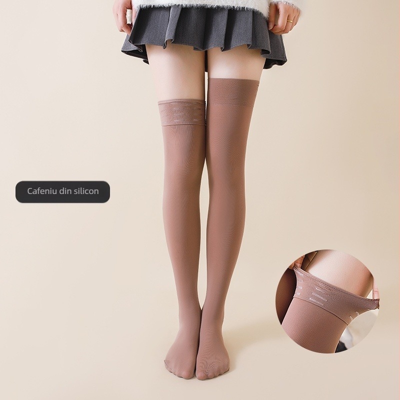 Șosete până la genunchi din catifea, cu protecție antiderapantă din silicon pentru genunchi, lungi peste genunchi, nylon 80D