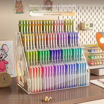 Xiyu 001 suport pentru pixuri din plastic, organizator de birou cu compartimente pe 3-5 niveluri