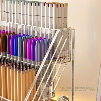 Xiyu 001 suport pentru pixuri din plastic, organizator de birou cu compartimente pe 3-5 niveluri