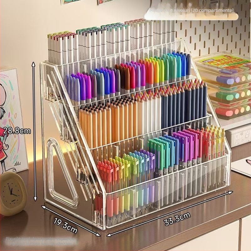 Xiyu 001 suport pentru pixuri din plastic, organizator de birou cu compartimente pe 3-5 niveluri