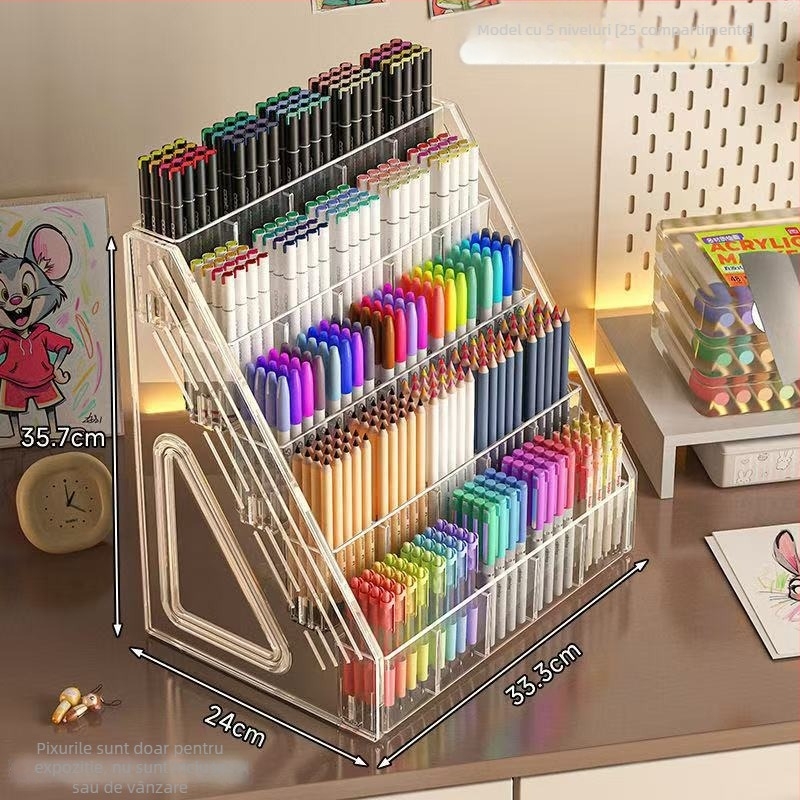 Xiyu 001 suport pentru pixuri din plastic, organizator de birou cu compartimente pe 3-5 niveluri