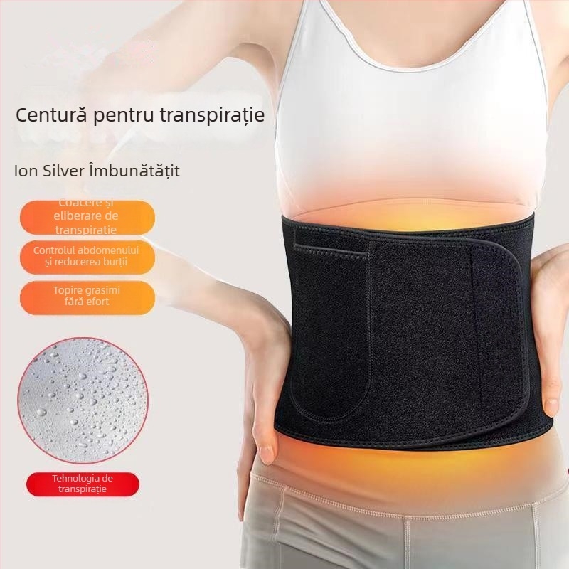 Centură de talie cu ioni de argint pentru transpirație, din poliester, pentru adulți, potrivită pentru alergare și yoga, protecție a taliei