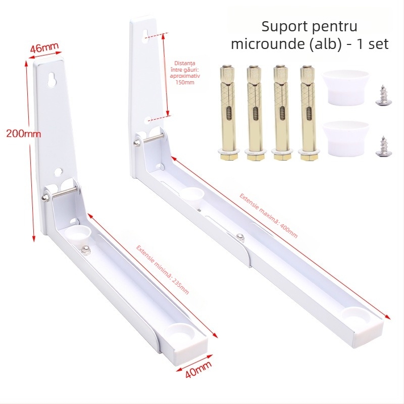 Raft de perete din oțel inoxidabil pentru cuptorul cu microunde, extensibil și pliabil, stil Nordic, model 2025.1.18