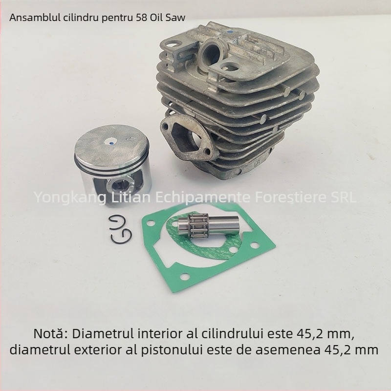 Set cilindru pentru motofierăstrău, inel piston și rulment cu role, model 5200/58