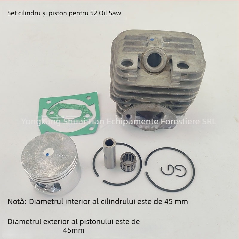 Set cilindru pentru motofierăstrău, inel piston și rulment cu role, model 5200/58