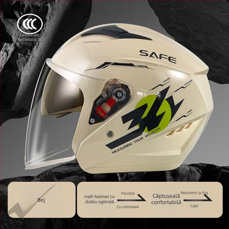 Cască ABS 3/4, certificare 3C, pentru utilizare de iarnă pe motociclete electrice